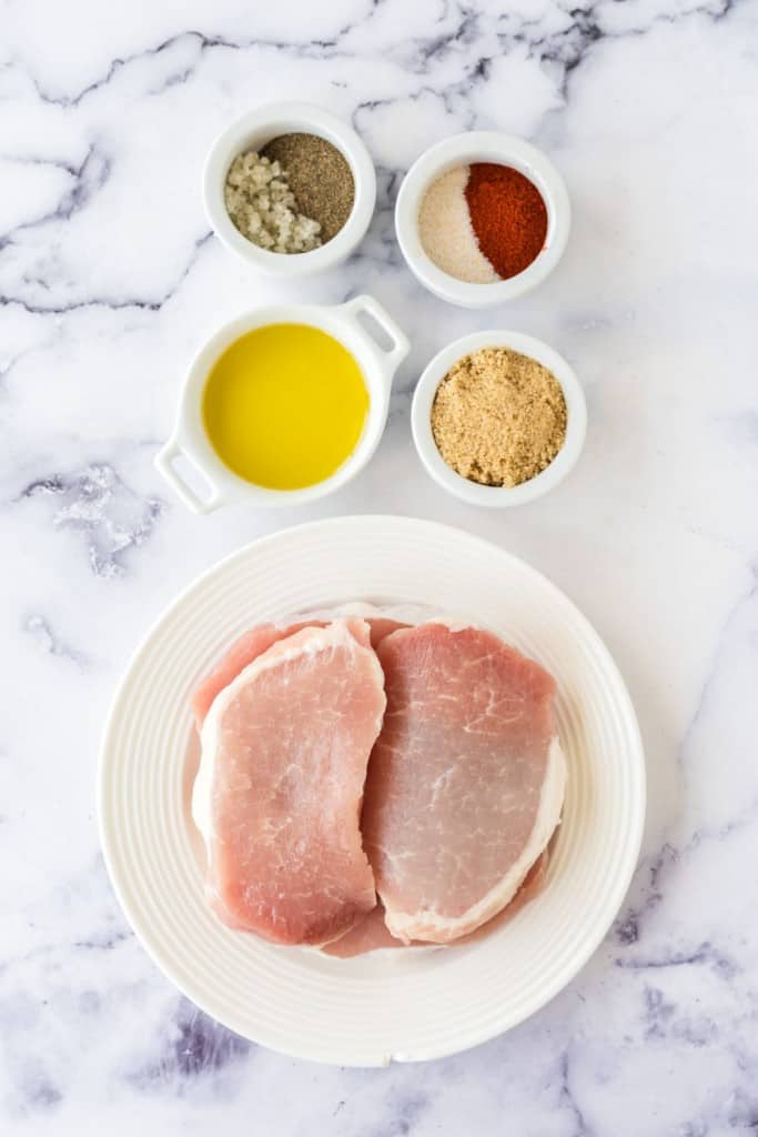 raw ingredients for oven baked pork chops