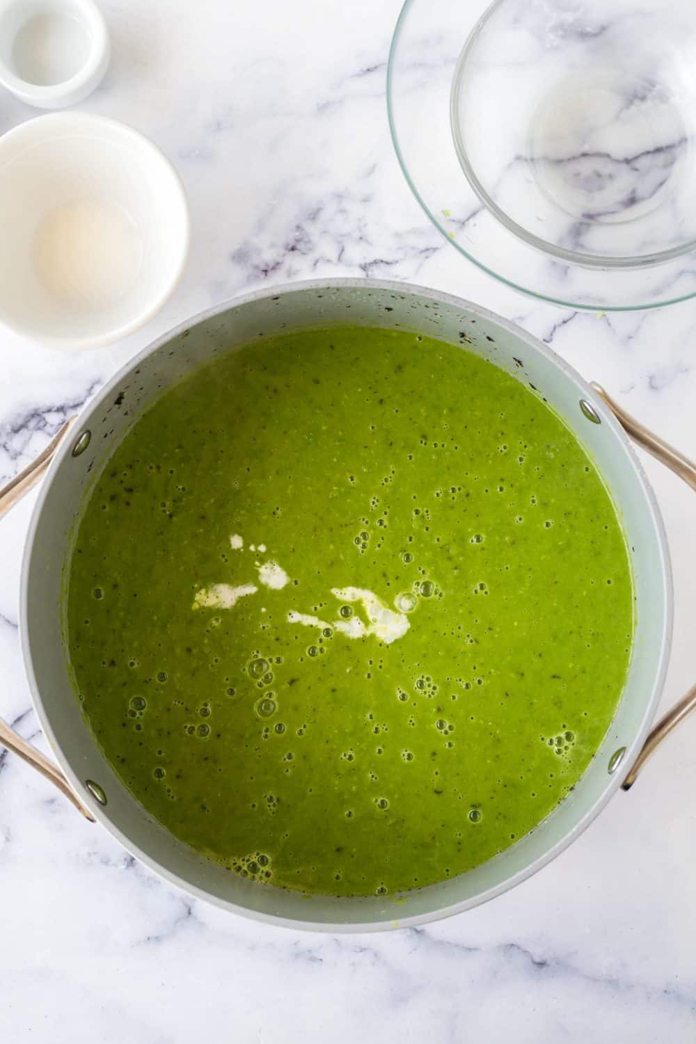 pea soup ingredients in a pot