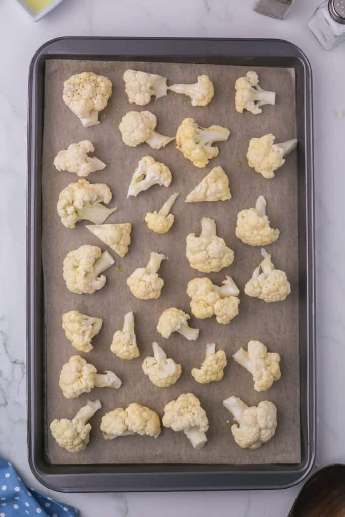 baking dish with roasted cauliflower