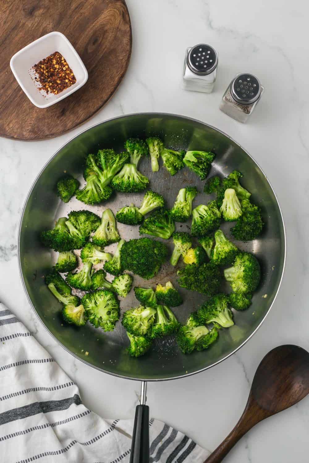 sautéed pan of broccoli