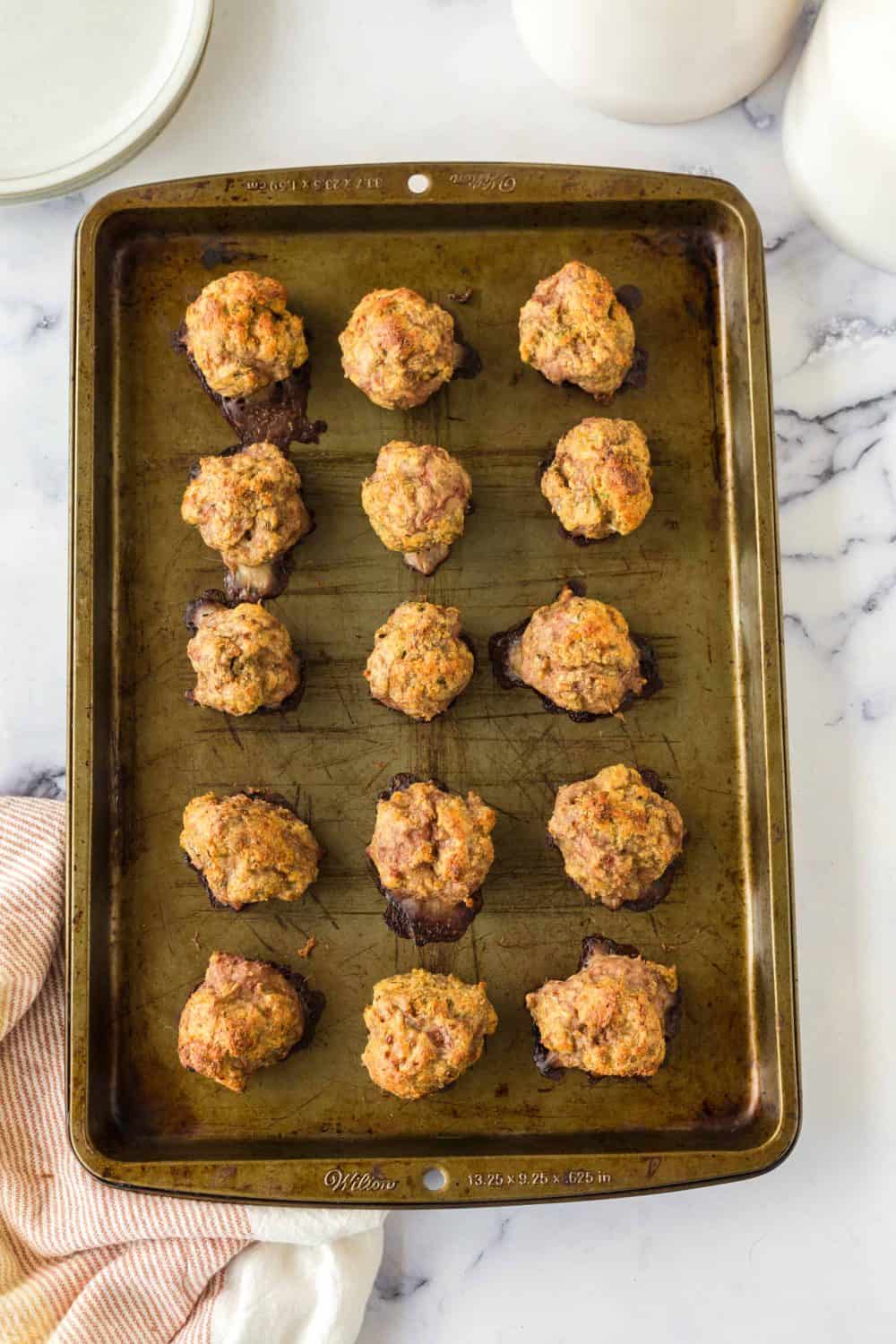 turkey meatballs on a baking dish