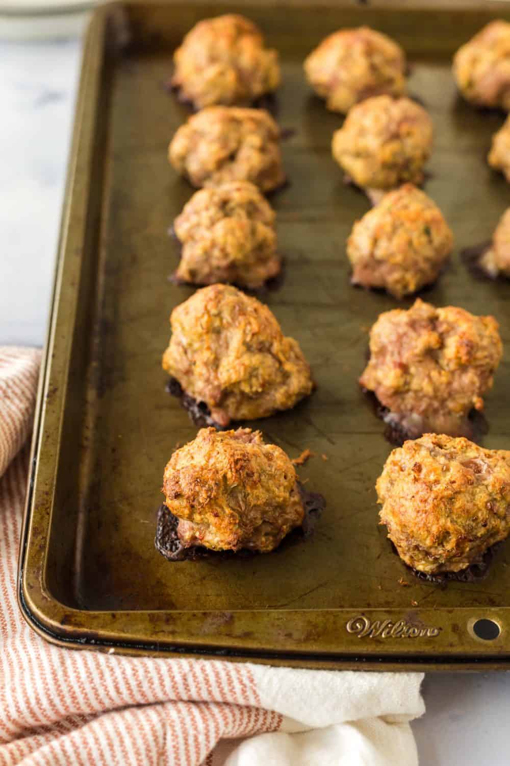 turkey meatballs on a baking dish