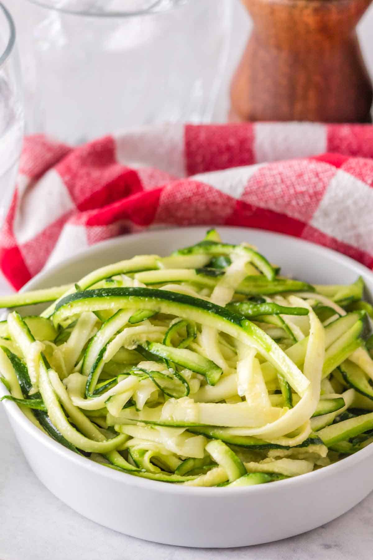 bowl of fresh zucchini noodles