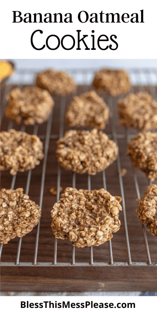 pin with text that reads banana oatmeal cookie recipe