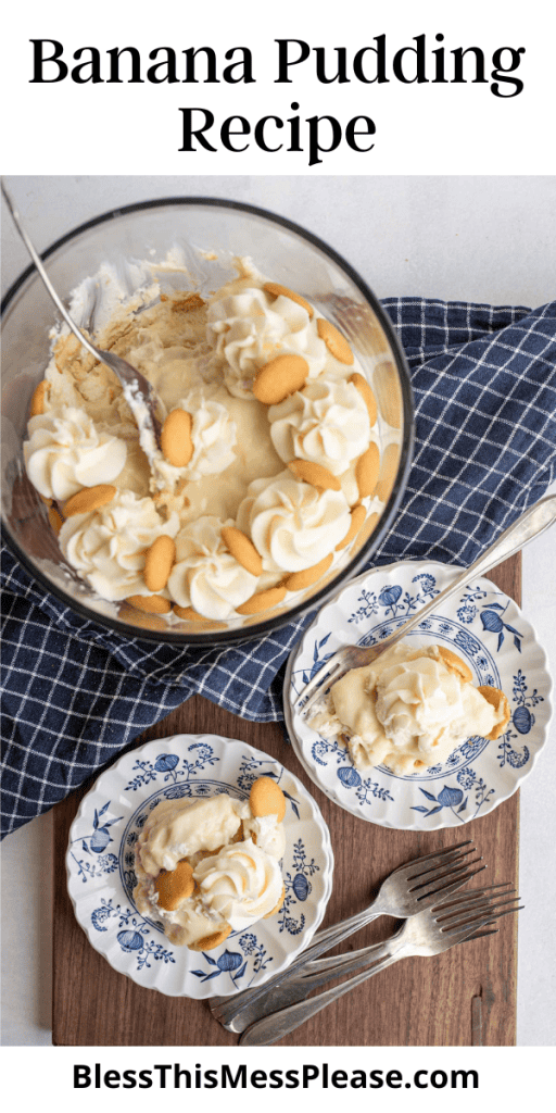 pin with text that reads banana pudding recipe