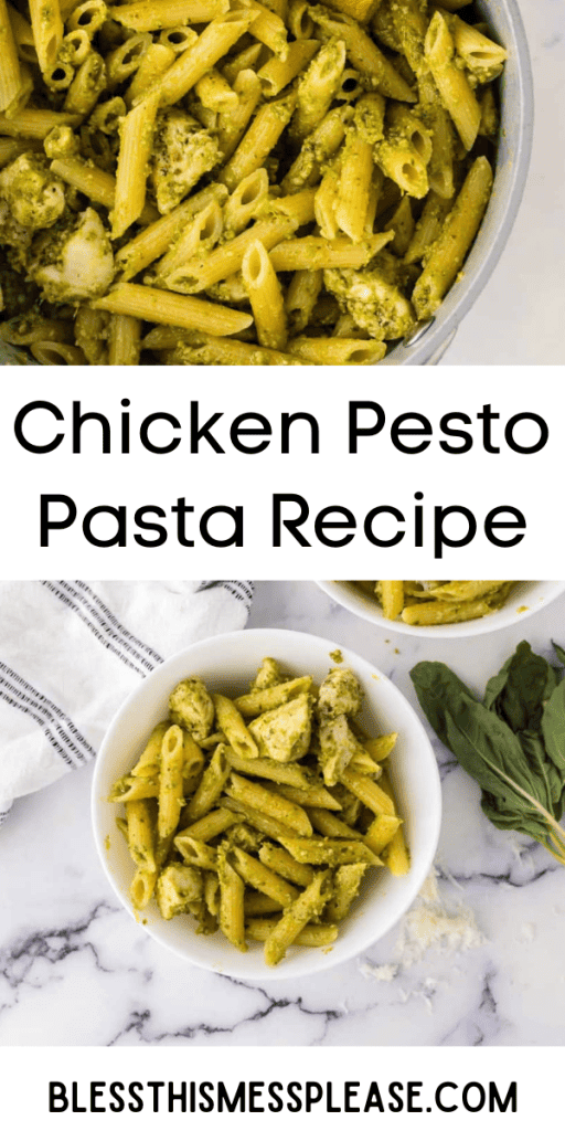 Pin image for chicken pesto pasta