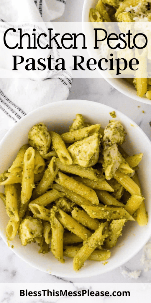 DIsh of chicken pesto pasta