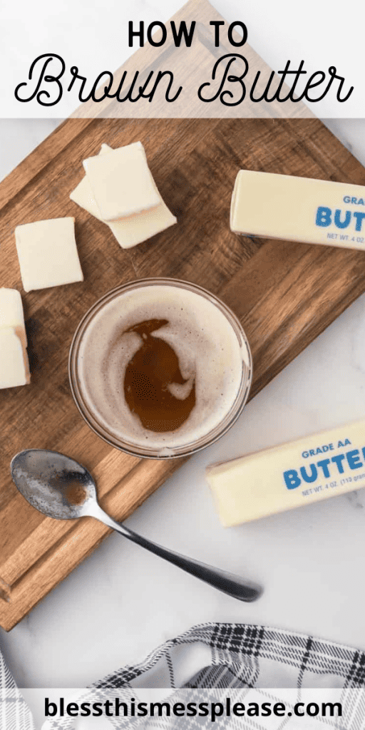 pin with text that reads how to brown butter