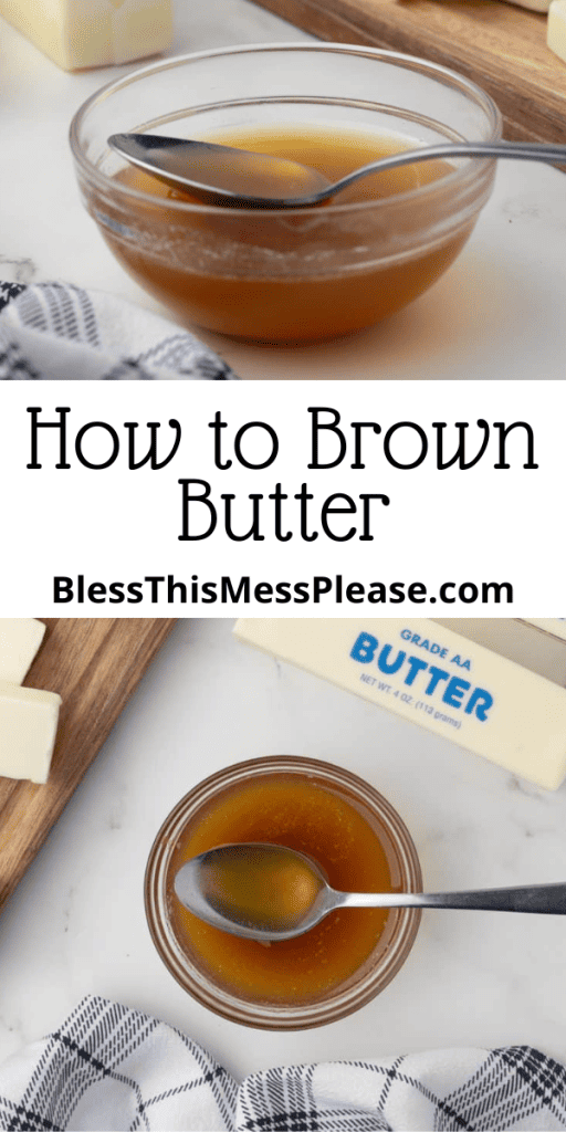 pin with text that reads how to brown butter