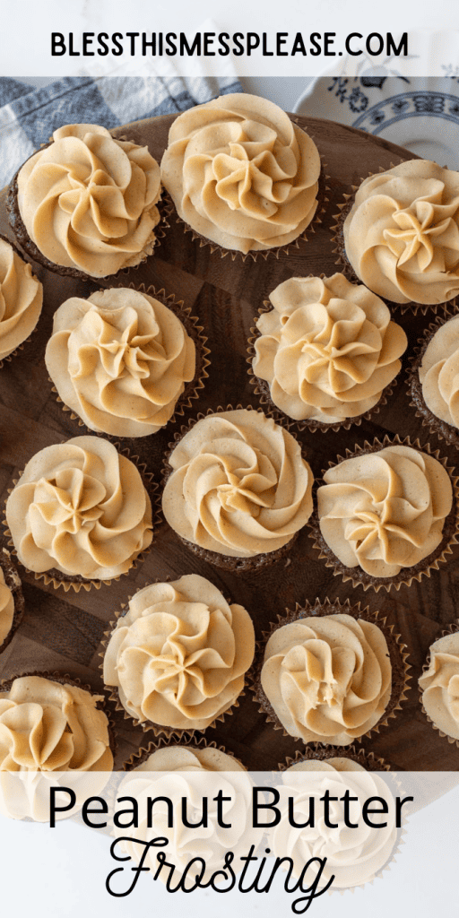 pin with text that reads peanut butter frosting recipe