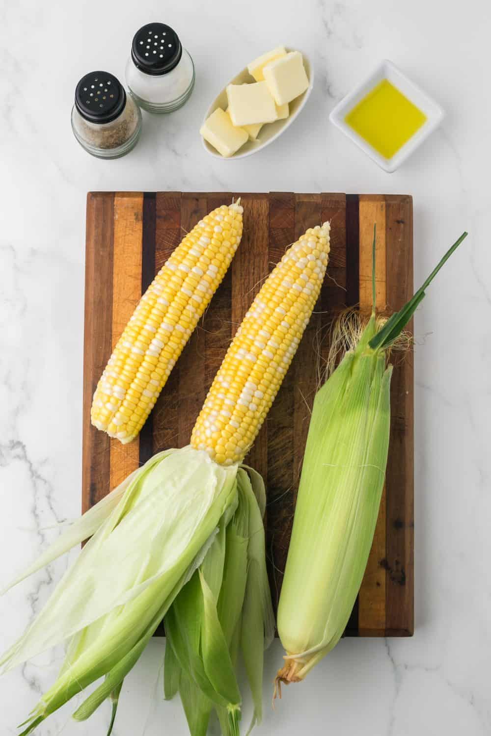 air fryer corn - raw not schucked corn