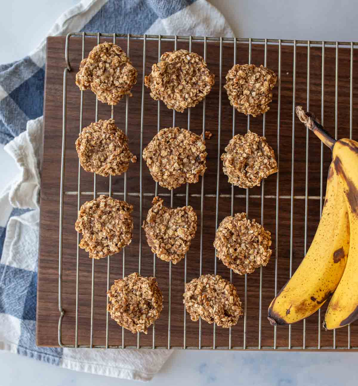 banana oatmeal cookies on a cooling rack