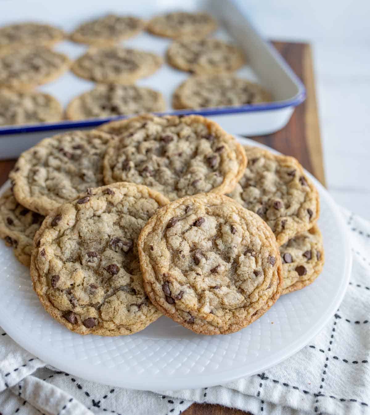 stack of brown butter chocolate chip cookies