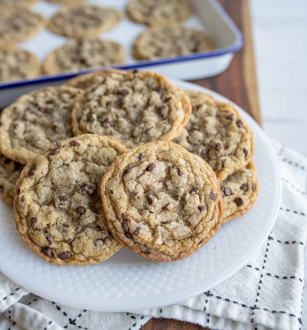 stack of brown butter chocolate chip cookies