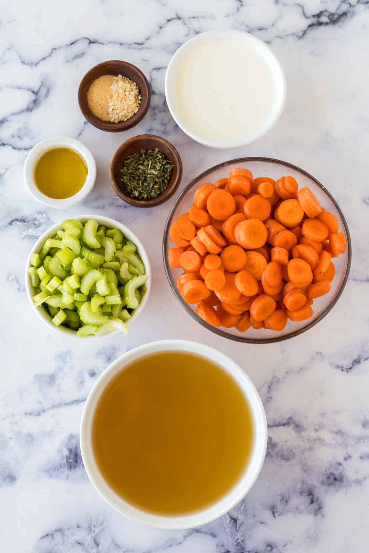 raw ingredients for carrot soup