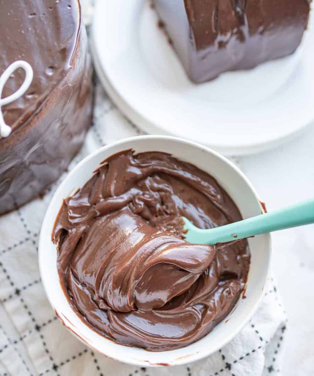 chocolate ganache whipped up in a mixing bowl