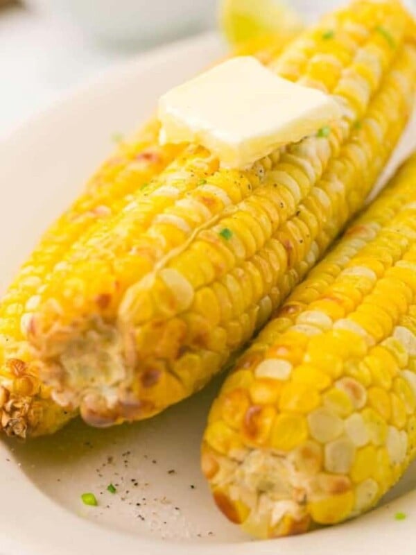 air fryer corn on the cob on a plate