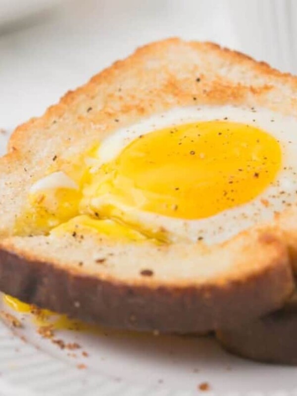 egg in a Hole - fried egg in a hole in toasted bread