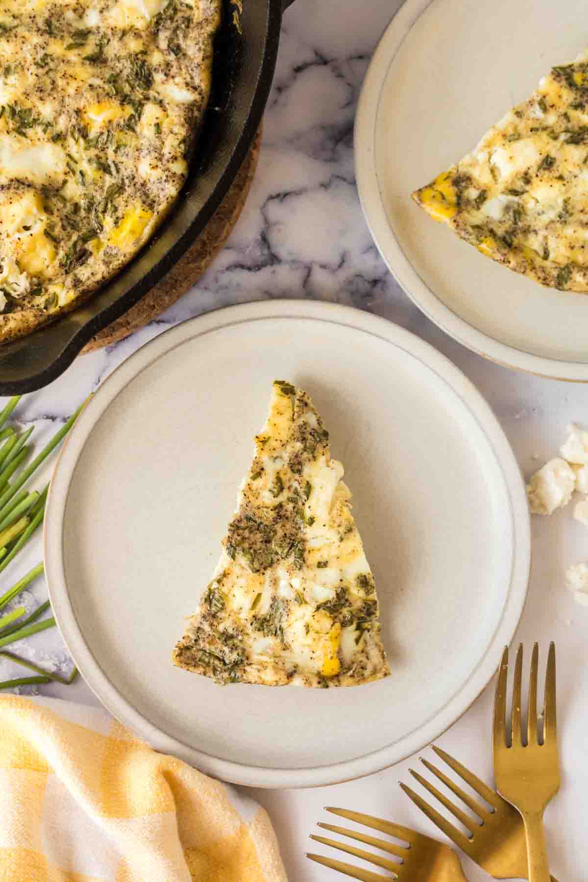 one triangle slice of frittata