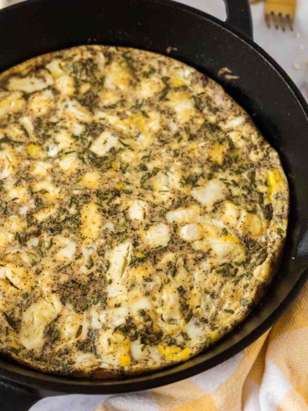 frittata baked in a cast iron pan