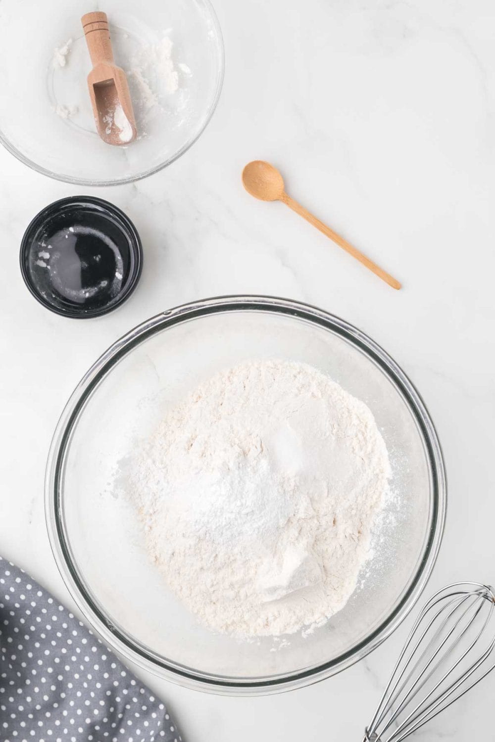 different bowls of flour for self rising flour recipe