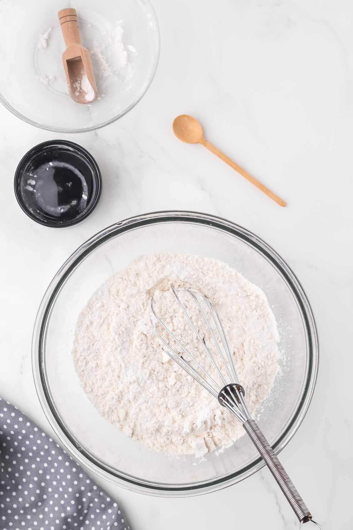 different bowls of flour for self rising flour recipe