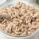 shredded chicken in a clear bowl