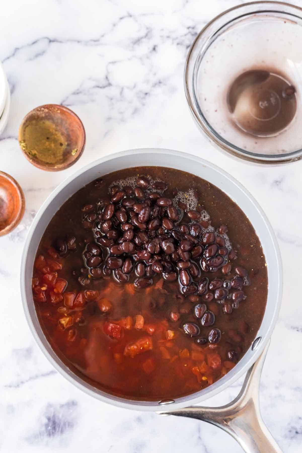 pan of ingredients for vegetarian chili