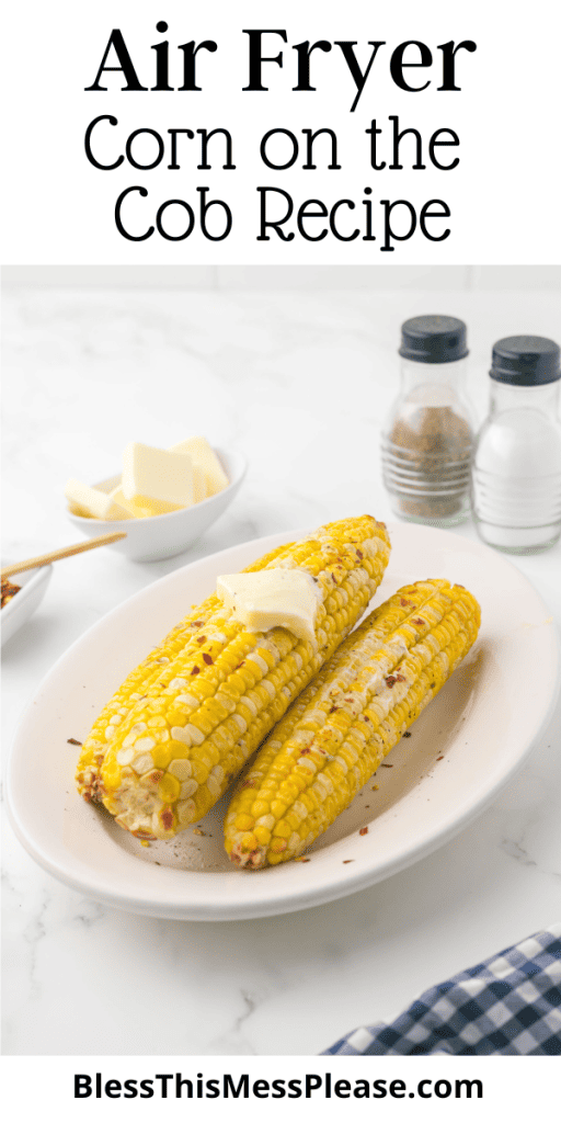 pin with text that reads air fryer corn on the cob