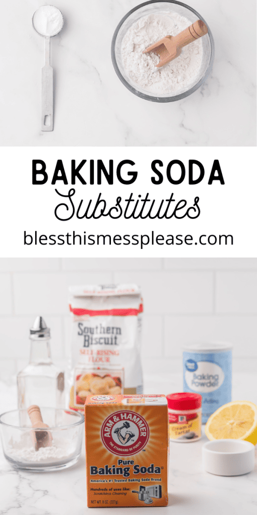 pin with text that reads baking soda substitutes