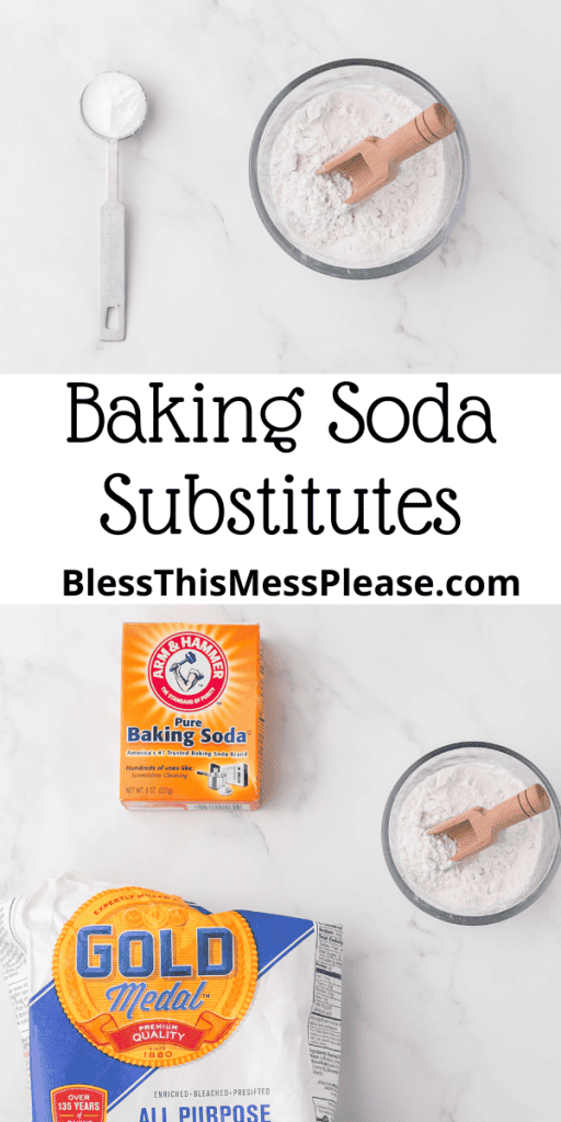 pin with text that reads baking soda substitutes