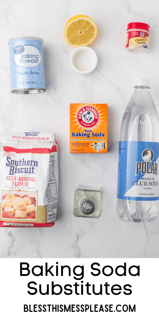 pin with text that reads baking soda substitutes