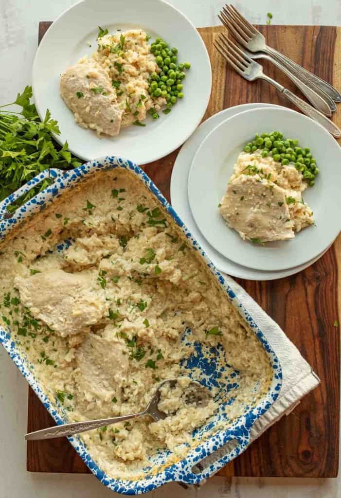plated chicken and rice casserole