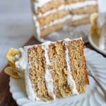 three layer banana cake with white frosting