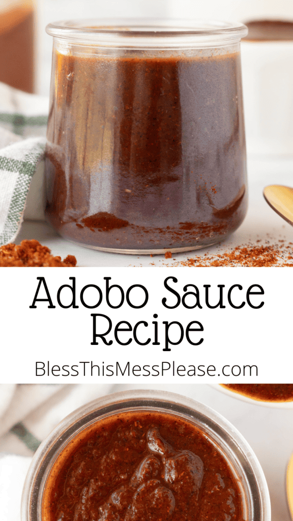 pintrest image with text that reads adobo sauce recipe