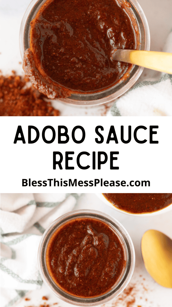 pintrest image with text that reads adobo sauce recipe
