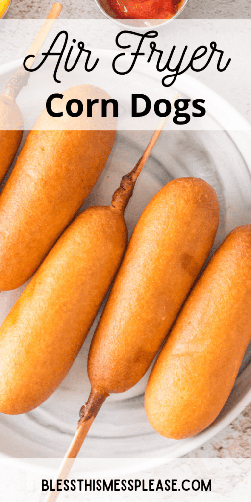 pintrest image with text that reads air fryer corn dogs