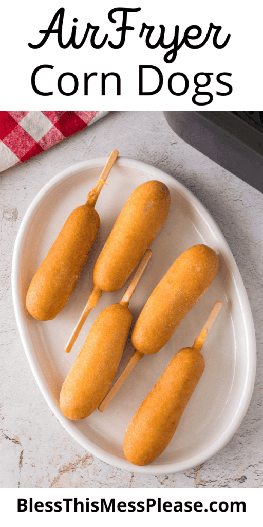 pintrest image with text that reads air fryer corn dogs