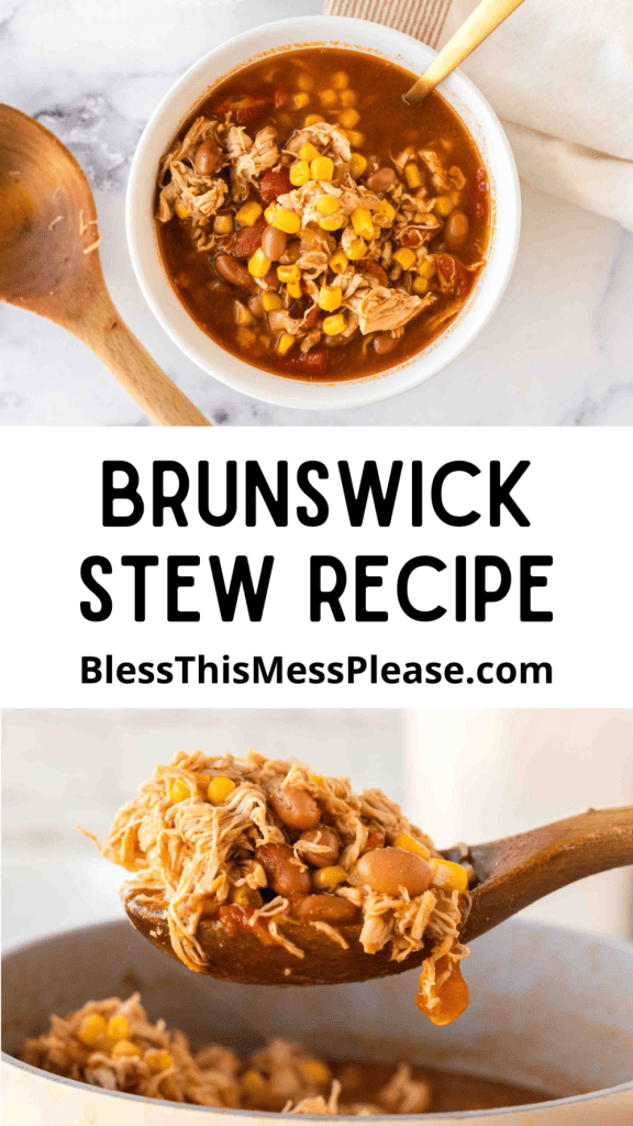 pin image for Brunswick stew recipe with words