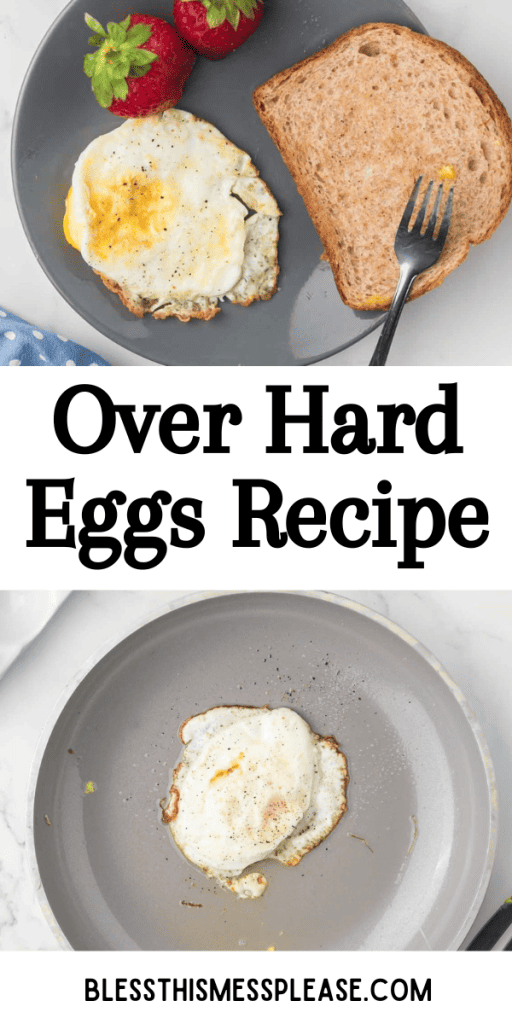 pintrest image with text that reads over hard eggs recipe