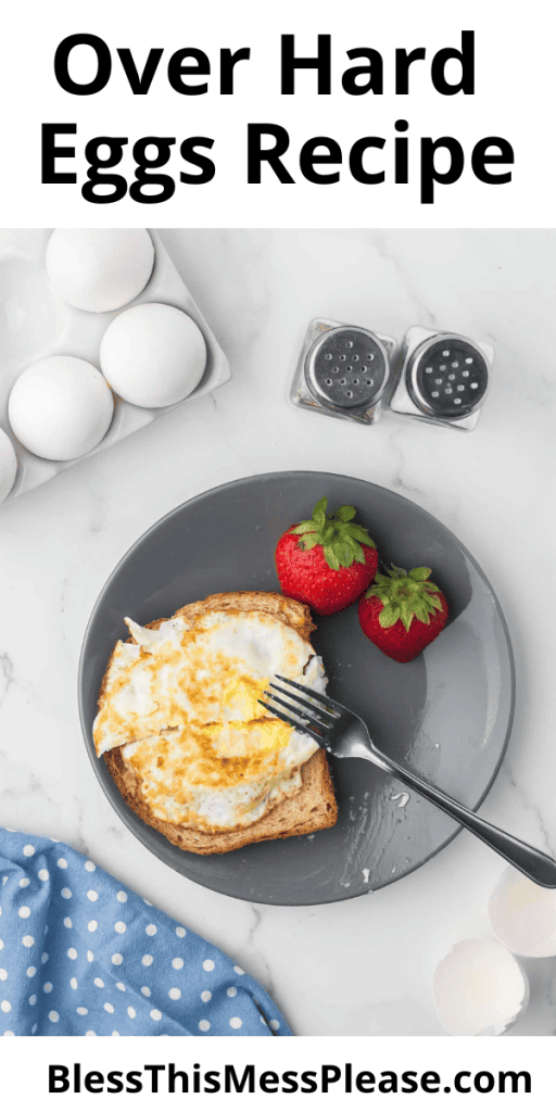 pintrest image with text that reads over hard eggs recipe