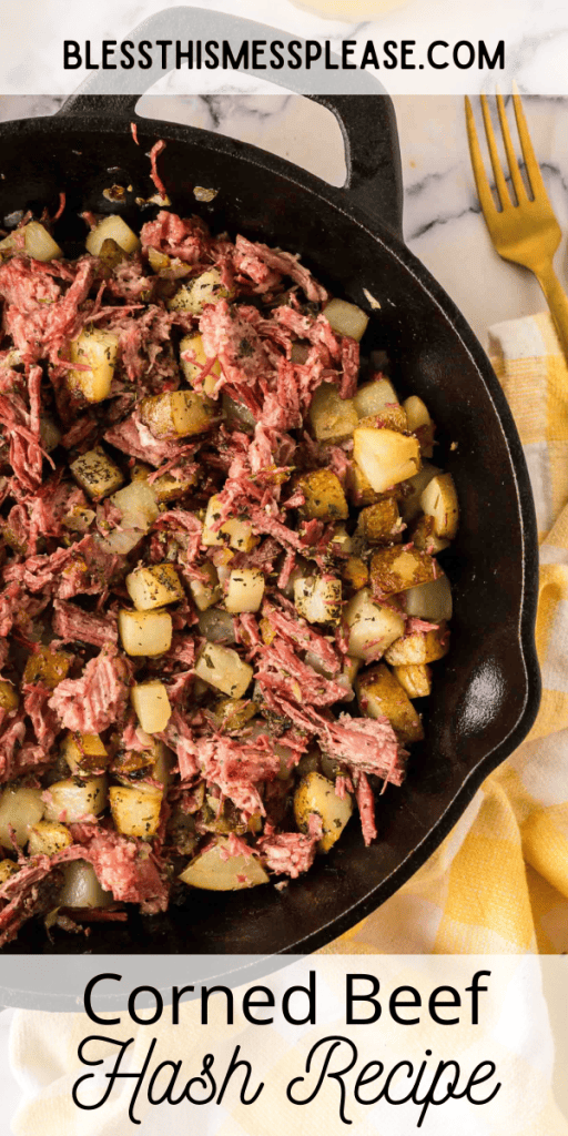 pintrest image with text that reads corned beef hash recipe