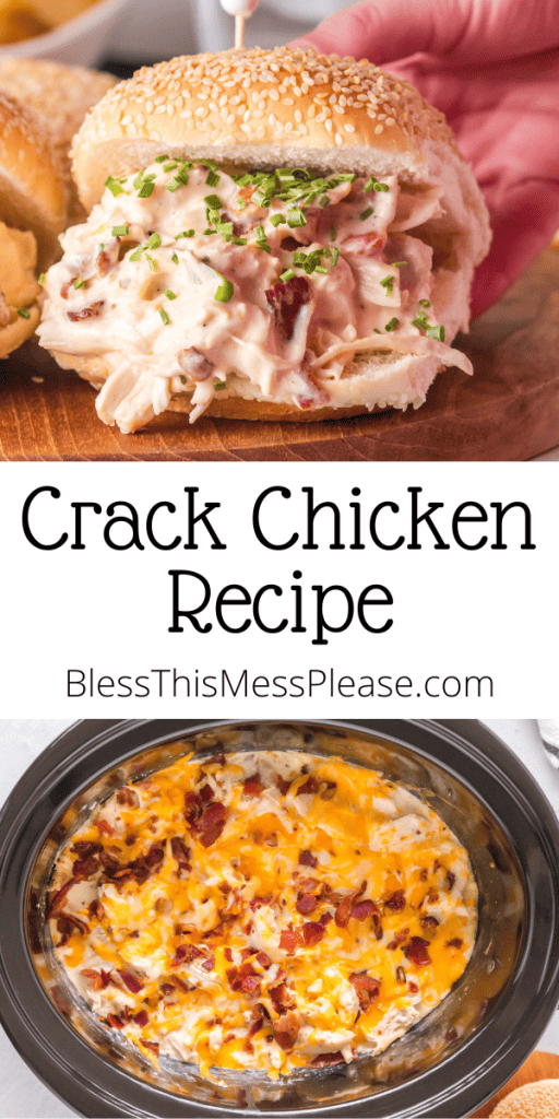 pintrest image with text that reads crack chicken recipe