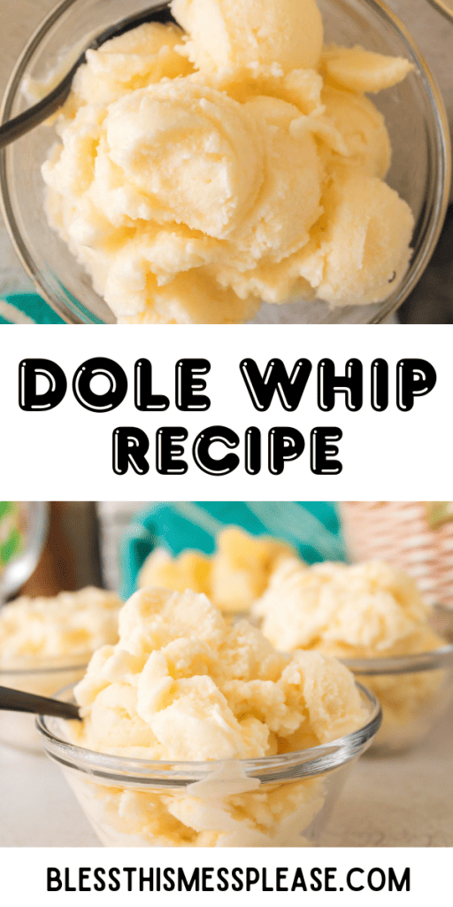 pintrest image with text that reads dole whip recipe