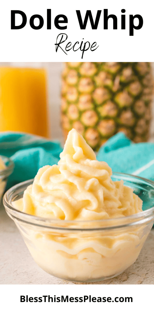 pintrest image with text that reads dole whip recipe