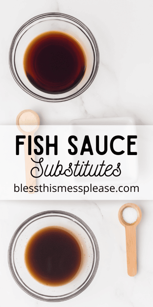 pintrest image with text that reads fish sauce substitutes