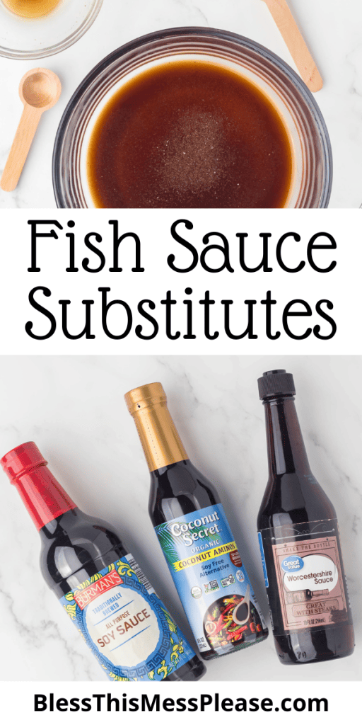 pintrest image with text that reads fish sauce substitutes