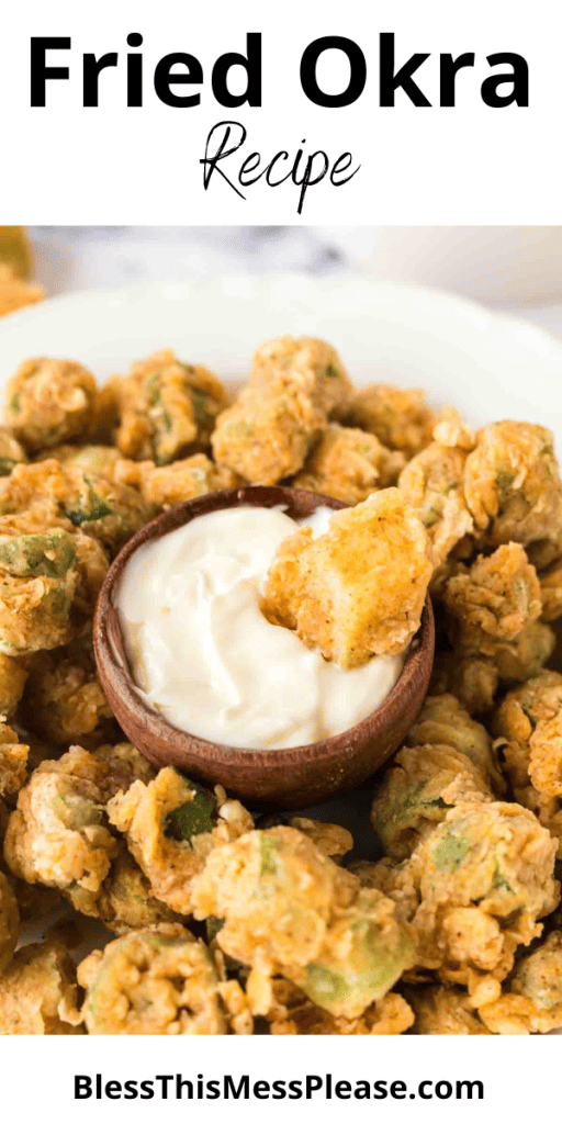 pintrest image with text that reads fried okra recipe