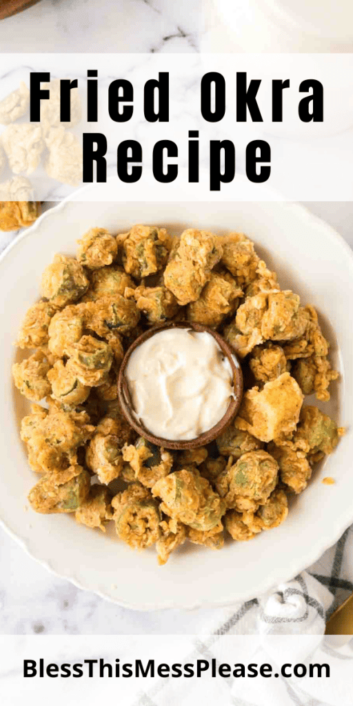 pintrest image with text that reads fried okra recipe