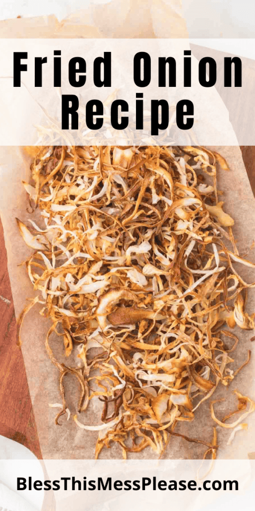 pintrest image with text that reads fried onion recipe